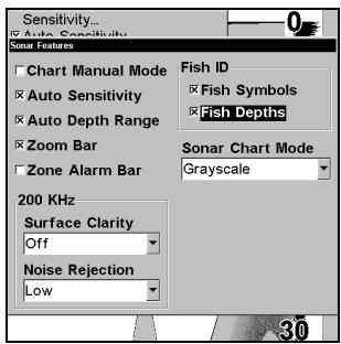EAGLE FISHELITE 480 - To turn on FishTrack: - 2