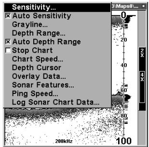 EAGLE FISHMARK 320 - To adjust sensitivity: - 1