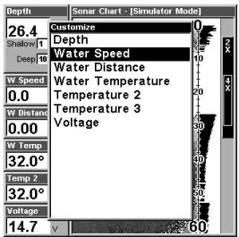 EAGLE FISHMARK 320 - Customizing the Digital Data/Chart Screen - 1
