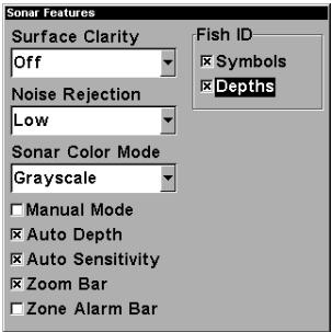 EAGLE SEAFINDER 480DF - To turn on FishTrack: - 2