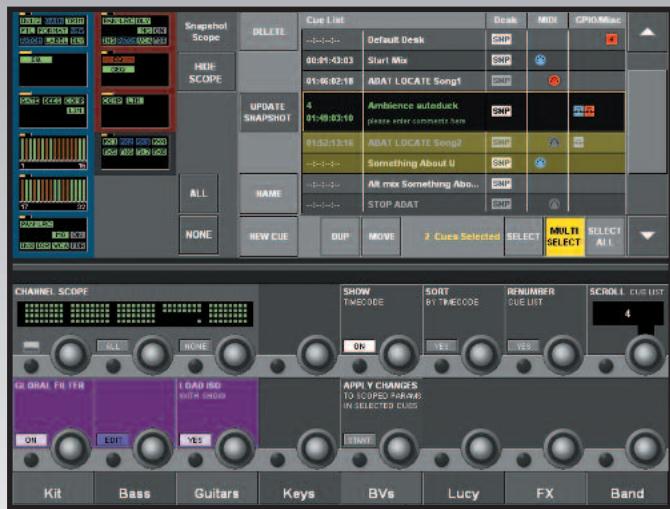 SOUNDCRAFT VI SERIES - SOPHISTICATED CUE LIST MANAGEMENT ALLOWS CHANGES TO BE APPLIED TO MULTIPLE CUES AND RECALL SCOPE TO BE SET PER SNAPSHOT. - 1