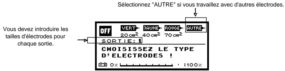 COMPEX -2 - b) Sélection du type d'électrode - 1
