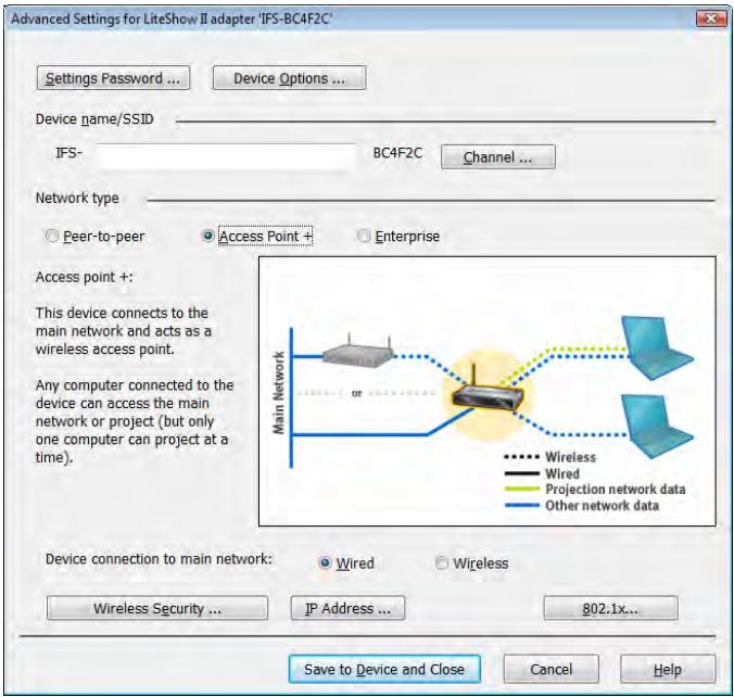 INFOCUS LITESHOW II - Access Point + specific Advanced settings - 1