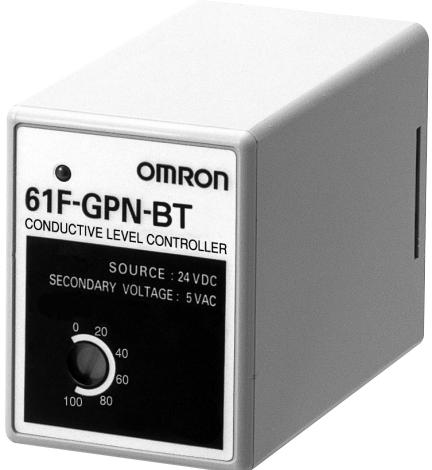 OMRON 61F-GPN-BT - Battery (24 VDC) allows use in locations without AC power supply. AC sine-wave voltage between electrodes enables stable detection with no electric corrosion. - 1