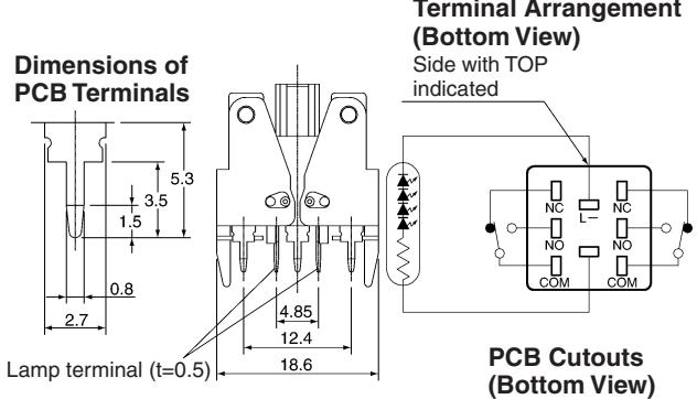 OMRON A165K - Lighted Models with PCB Terminals - 3