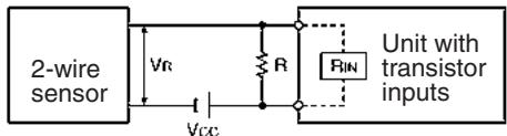 OMRON C200HW-SRM21-V1 - Relationship between ON Current of Unit with Transistor Inputs and Control Output (Load current) of Sensor - 1