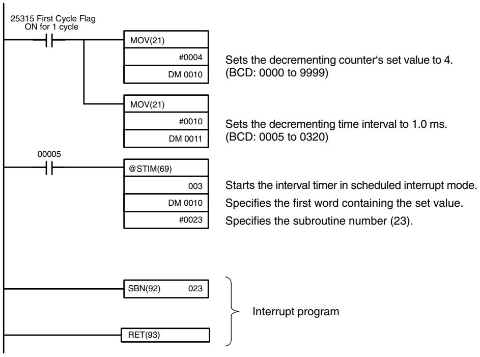 OMRON CPM1 - Application Example (Scheduled Interrupt Mode) - 1