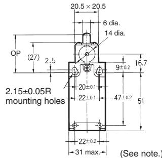 OMRON D4N-R - Dimensions (Unit: mm) - 1