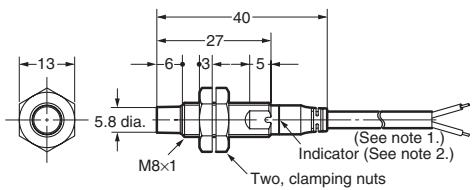 OMRON E2A - Pre-wired Models (Non-shielded) - 2