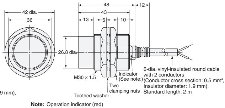 OMRON E2F-Y - Pre-wired Models (Unshielded) - 7