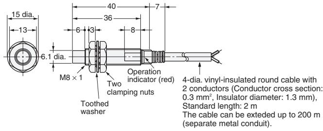 OMRON E2F-Y - Pre-wired Models (Unshielded) - 1