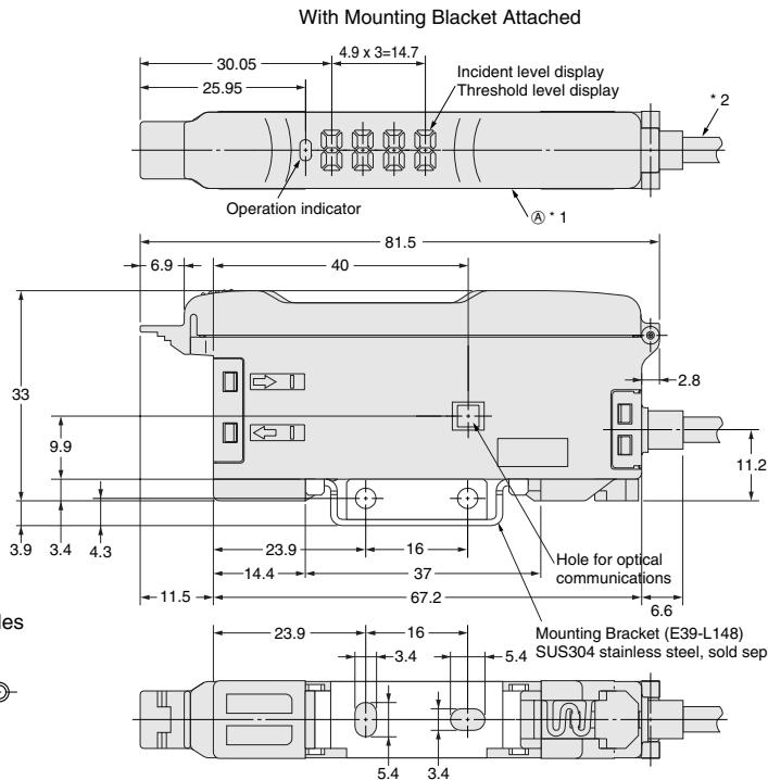 OMRON E3X-DA-N - Amplifier units with Cables, Water-resistant Models - 3