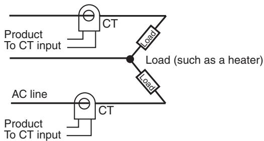 OMRON E5AN-H - ■ Delta connecting lines: Refer to the following diagram for CT installation positions. - 3