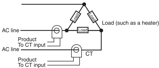 OMRON E5AN-H - ■ Delta connecting lines: Refer to the following diagram for CT installation positions. - 1