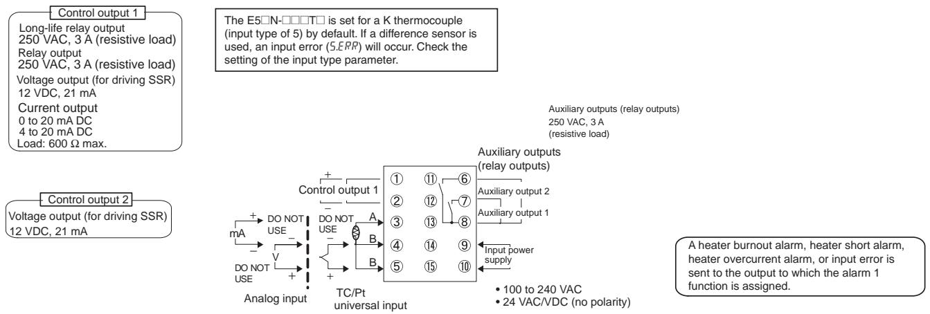 OMRON E5GN - 2-2-1 Terminal Arrangement - 1
