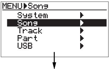 FOSTEX MR 8 - 2) Use the [CURSOR ☑] key to highlight "Song", then press the [ENTER] key. - 1