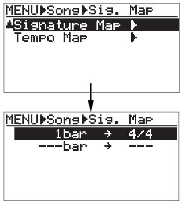FOSTEX MR 8 - 3) Use the [CURSOR ☑] key to highlight "Signature Map", then press the [ENTER] key. - 1