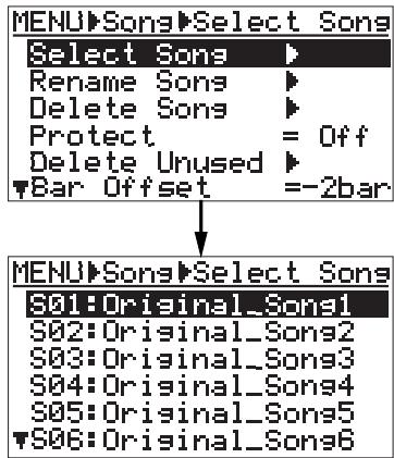 FOSTEX MR 8 - 3) While "Select Song" is highlighted, press the [ENTER] key. - 1