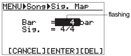 FOSTEX MR 8 - 4) Use the [CURSOR ☑] key to highlight "--bar -> --", then press the [ENTER] key. - 2