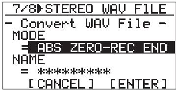 FOSTEX MR 8 - 1) While the recorder is stopped, press the [7/8 > STEREO WAV FILE] key to enable the file conversion function. - 1