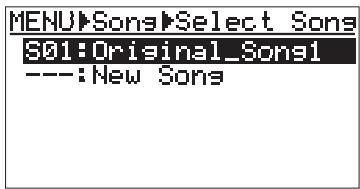 FOSTEX MR 8 - 3) While "Select Song" is highlighted, press the [ENTER] key. - 1