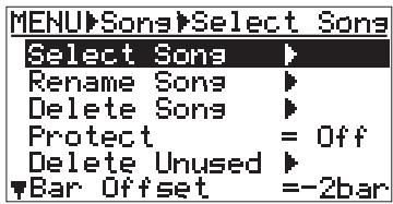 FOSTEX MR 8 - 2) Use the [CURSOR ☑] key to highlight "Song", then press the [ENTER] key. - 2