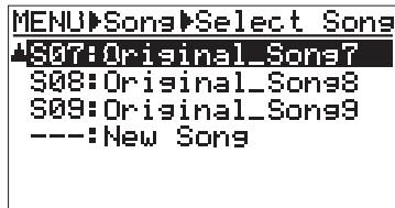 FOSTEX MR 8 - 3) While "Select Song" is highlighted, press the [ENTER] key. - 2