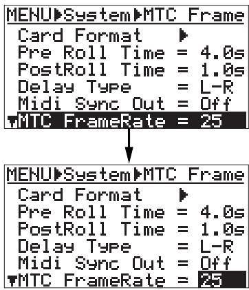 FOSTEX MR 8 - MIDI sync/MTC frame rate settings - 4