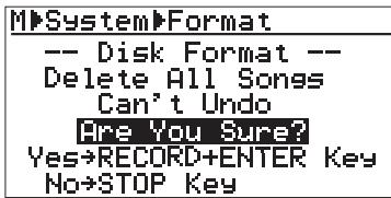 FOSTEX MR8HD - 3) Rotate the [MENU/ENTER] knob to select "Disk Format" on the second page and press the [MENU/ENTER] knob. - 2