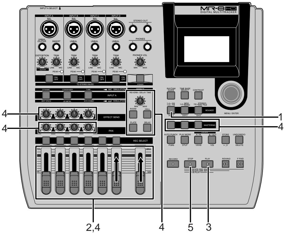 FOSTEX MR8HD - Rehearsal of track bouncing - 1