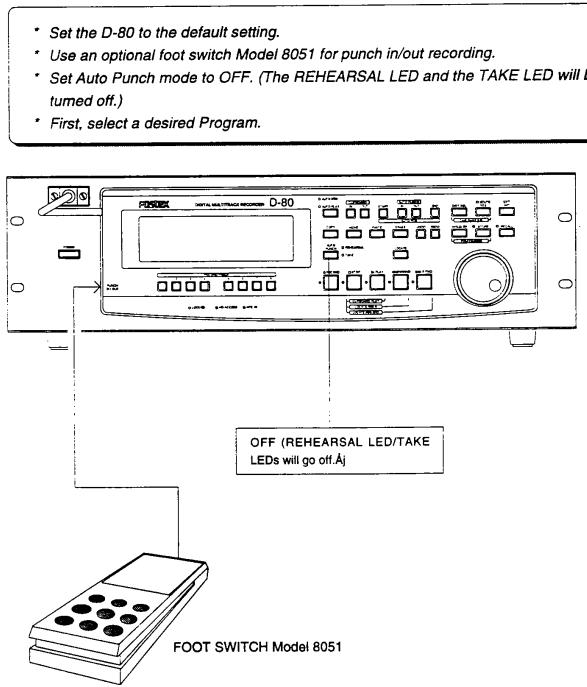 FOSTEX D-80 - Punch In/Out Recording using a foot switch - 1