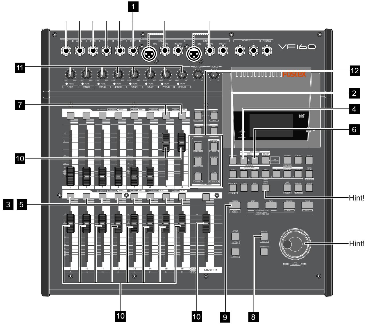 FOSTEX VF160 - Recording 8 INPUTs to Tracks 7 and 8 - 1