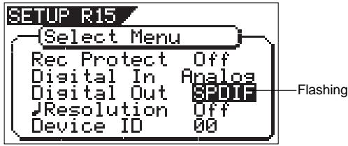 FOSTEX VF160EX - Select "Digital Out" in the menu selection display and press the [ENTER/YES] key. - 1