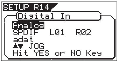 FOSTEX VF160EX - Select "Digital In" in the menu selection display and press the [ENTER/YES] key. - 1