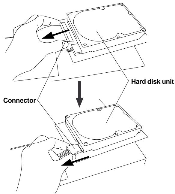 FOSTEX VF160EX - Hold the connector section and gently pull out the two cable connectors from the hard disk. - 1