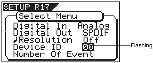 FOSTEX VF160EX - Select "Device ID" in the menu selection display and press the [ENTER/YES] key. - 1