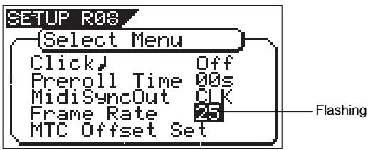 FOSTEX VF160EX - Select "Frame Rate" in the menu selection display and press the [ENTER/YES] key. - 1