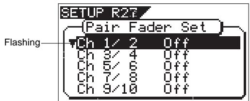 FOSTEX VF160EX - Select "Pair Fader Set" in the menu selection display and press the [ENTER/YES] key. - 1