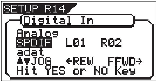 FOSTEX VF160EX - Set the VF160EX digital input as shown below, from the "Digital In" menu in the SETUP mode. - 1