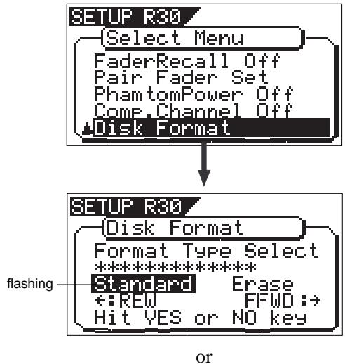 FOSTEX VF160EX - Turn the [JOG] dial to highlight the "Disk Format" menu title, press the [ENTER/YES] key. - 1