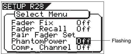 FOSTEX VF160EX - Select "Phantom Power" in the menu selection display and press the [ENTER/YES] key. - 1