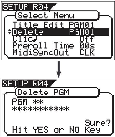 FOSTEX VF160EX - Turn the [JOG] dial to select the "Delete" menu, then press the [ENTER/YES] key. - 1