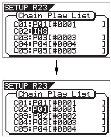 FOSTEX VF160EX - Inserting a program to the chain play list - 2