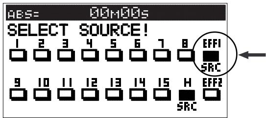 FOSTEX VF160EX - EFF1 or EFF2 can also be selected at the same time for the source channel from the display (appears by pressing the [BUSS SOURCE] key) to select the source channel, as described earlier. - 1