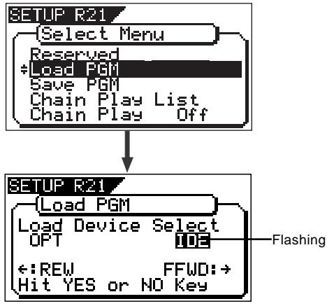 FOSTEX VF160EX - Use the [JOG] dial to select "Load PGM" and press the [ENTER/YES] key. - 1