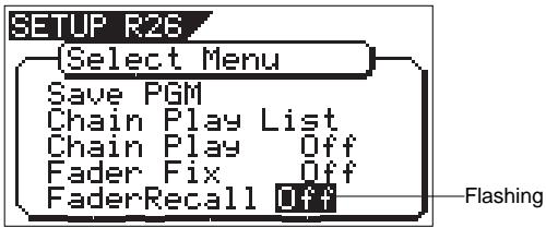 FOSTEX VF160EX - Select "Fader Recall" in the menu a selection display and press the [ENTER/YES] key. - 1