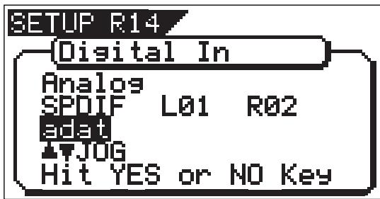 FOSTEX VF160EX - Set the VF160EX digital input as shown below, from the "Digital In" menu in the SETUP mode. - 1