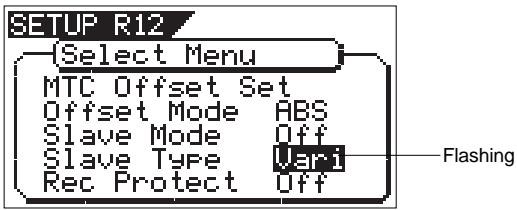FOSTEX VF160EX - Select "Slave Type" in the menu selection display and press the [ENTER/YES] key. - 1