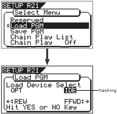 FOSTEX VF160EX - Use the [JOG] dial to select (highlight) "Load PGM" and press the [ENTER/YES] key. - 1