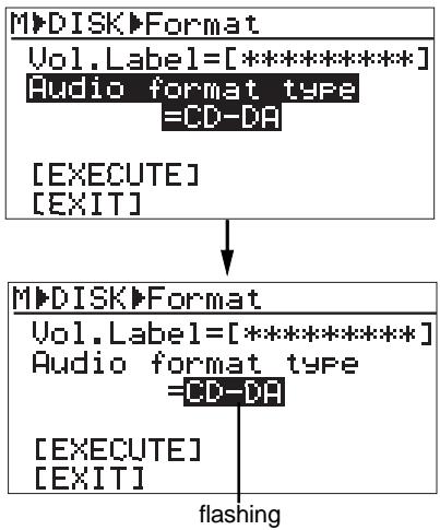 FOSTEX CR500 - 6) Use the [MENU] dial to highlight "Audio format type" and press the [ENTER/YES] key. - 1